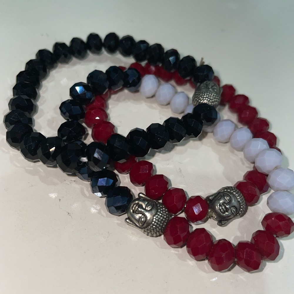Buddha beaded bracelet trio